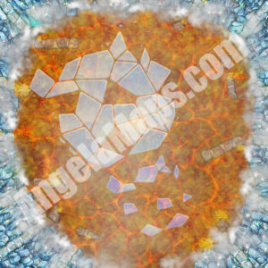 Broken ice on magma D&D battle map