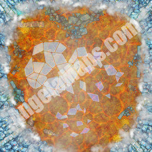 D&D shattered ice over lava battle map