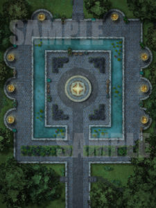 Beautiful animated evening gardens D&D battle map pack