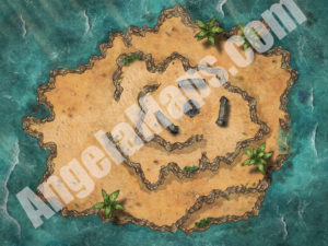 Island D&D battlemap with stonehenge like structure and ritual