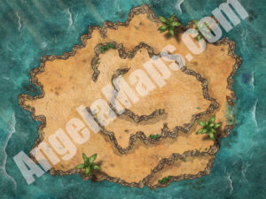 D&D island battle map with Foundry VTT