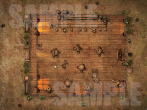 Abandoned/Destroyed western style saloon battlemap