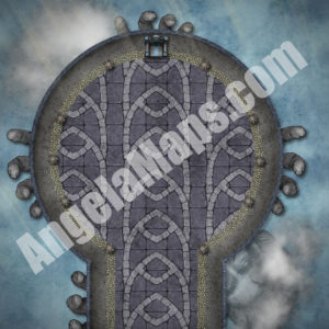 Titan holding up a platform in the sky battle map for D&D