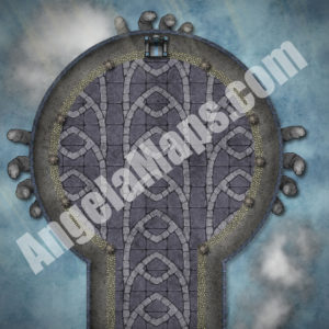 Stone hands holding a platform in the sky battle map for D&D