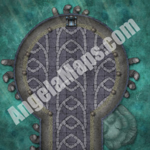 Titan holds a platform above water D&D battle map