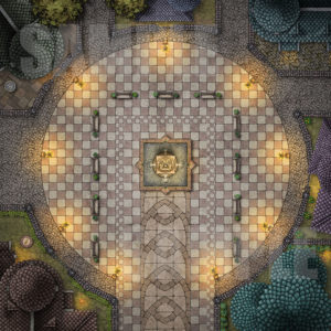 City square with fountain battle map