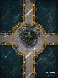 Eyeball themed circular bridge battle map
