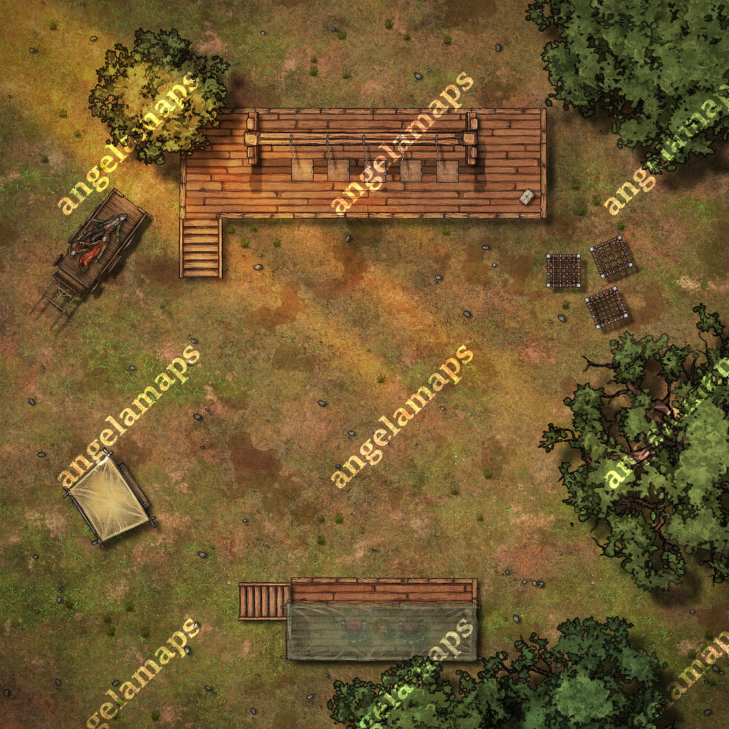 Guillotine, gallows and stockades executioner battle map pack for TTRPGs