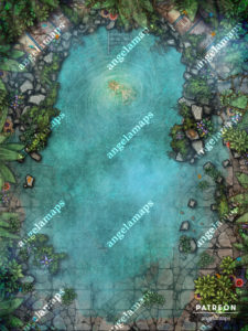 Water temple ruins battle map for D&D and other TTRPGs
