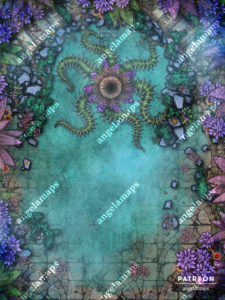 Water temple ruins battle map for D&D and other TTRPGs