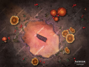 Strange obelisk in a crater animated D&D battle map