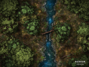 Forest river animated battle map for FVTT or other VTTs