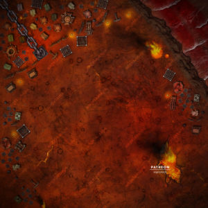Giant 80 x 80 hell map of a battlefield in Avernus or other hellish location. Battlemap