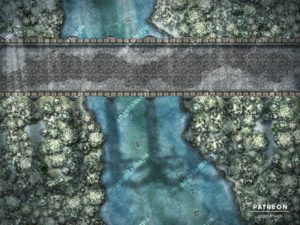 Aqueduct Winter battle map for D&D, pathfinder, and other TTRPGs