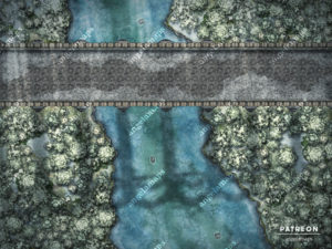 Aqueduct Winter battle map for D&D, pathfinder, and other TTRPGs