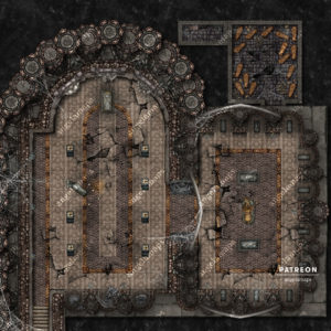 Ancient queen's crypt battle map with hidden chambers