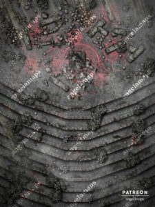 Dark ruins atop a stepped hill, a battle map for D&D and other TTRPGs