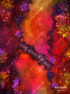 Shadowflame River battle map - a magical fey wild river