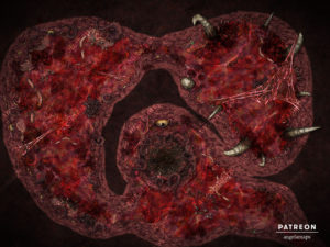 Flesh Dungeon grotesque ttrpg battle map