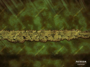 Crumbling path battle map over a pool of acid for TTRPGs