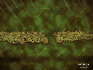 Crumbling path battle map over a pool of acid for TTRPGs