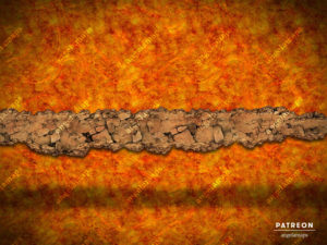 Crumbling path battle map over lava for TTRPGs