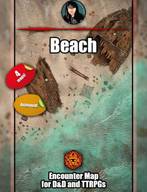 Beach (shipwreck) battle map with Foundry VTT support - Animated JPG/WEBM