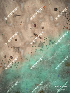 Beach animated battle map for TTRPGs