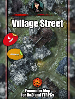 Village Street battle map with Foundry VTT support - Animated JPG/WEBM