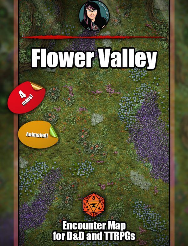 Flower Valley battle map with Foundry VTT support - Animated JPG/WEBM