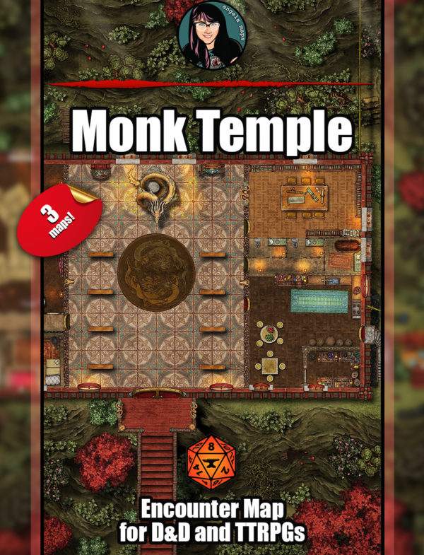 Monk Temple on a Mountain battle map with Foundry VTT support