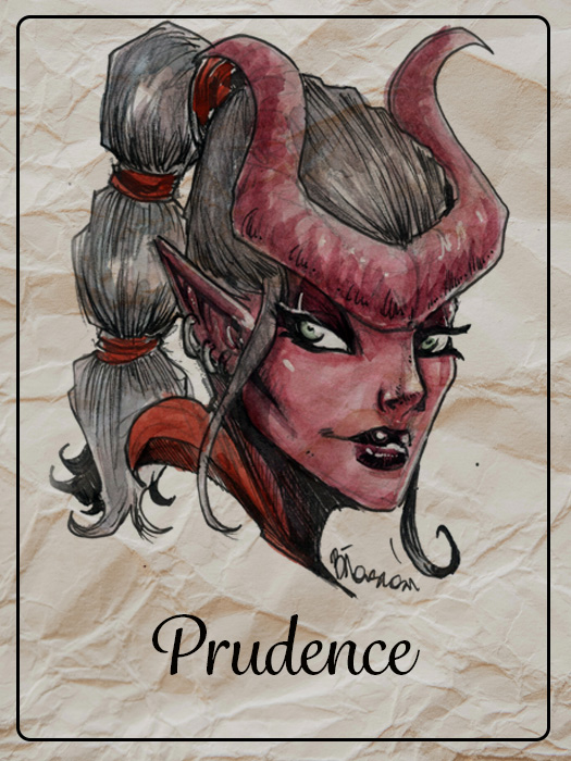 Character backstory for Prudence the tiefling vendor, D&D NPC