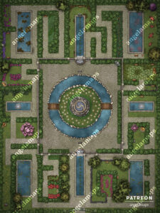 Beautiful garden maze battle map by Angela Maps