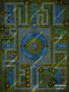 Beautiful garden maze battle map (night glow version) by Angela Maps