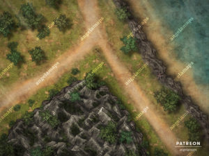 Two paths on the road battle map -for ttrpgs