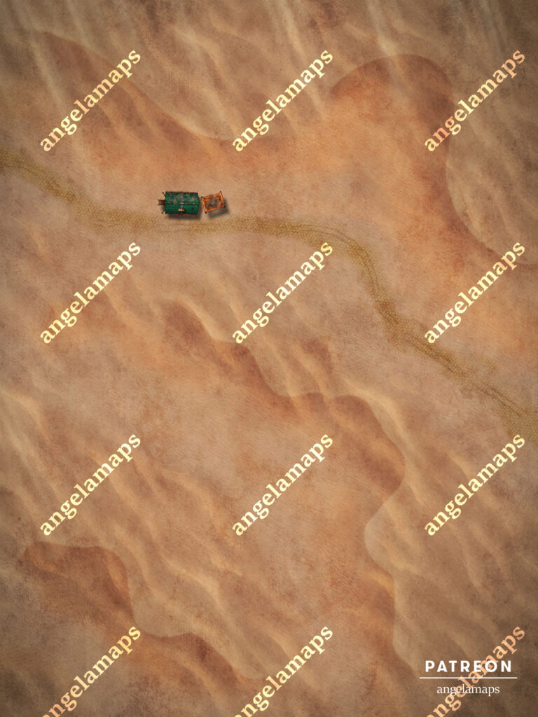 Desert path ambush battle map for online ttrpgs