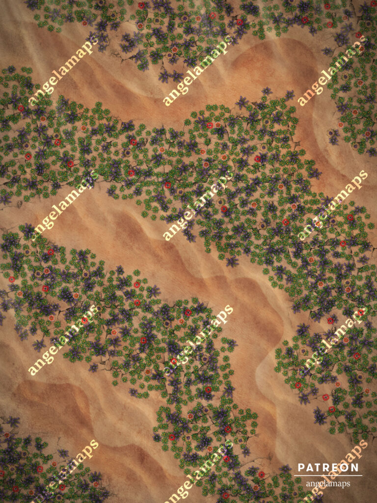 Desert flowers battle map for TTRPGs