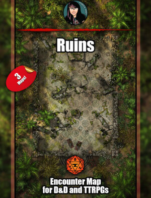 Ruins - Three versions 30x40 jungle  battle map pack with Foundry VTT