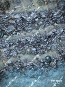 Cliffside animated icey snowy battle map for TTRPGs like D&D or Pathfinder