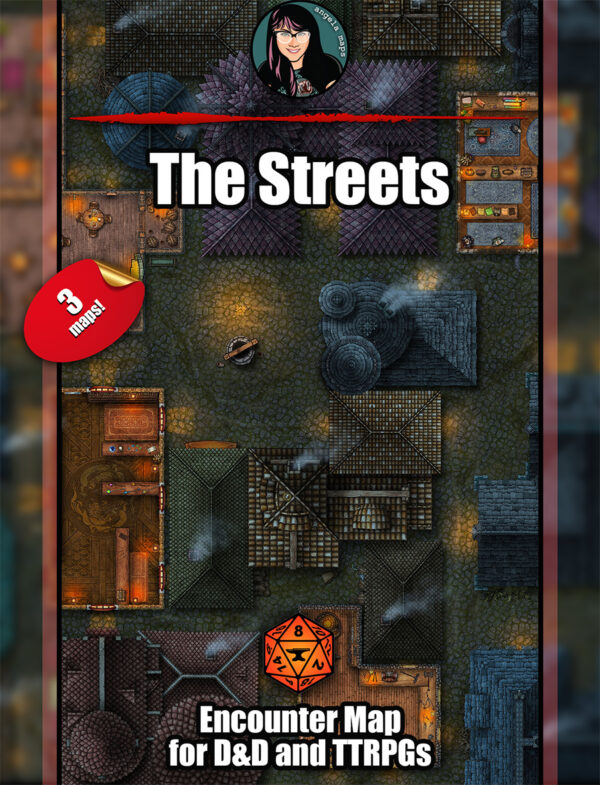 The Streets - 3 variants battle map pack with Foundry VTT