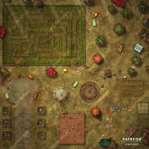 Pumpkin harvest festival battle map for D&D and Pathfinder