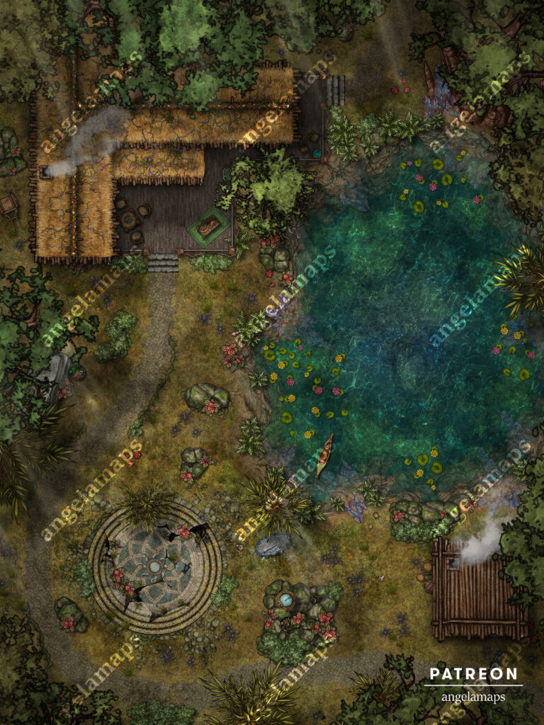 Druids Home (outside) battle map for TTRPGs