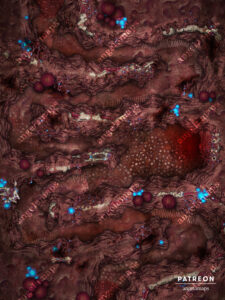 Dead god innards battle map pack, animated, for TTRPGs