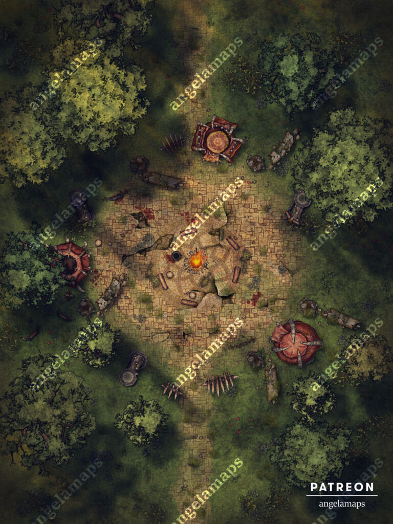 Mysterious ruins animated battle map pack (goblin variant) setup for FVTT