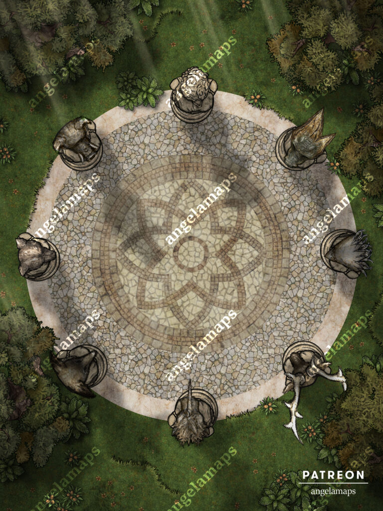Animal goddess shrine animated battle map pack for TTRPGs