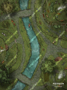 Halfling or hobbit village battle map for ttrpgs