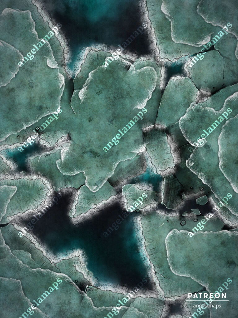 Shattered ground through a cataclysm, a battle map for ttrpgs