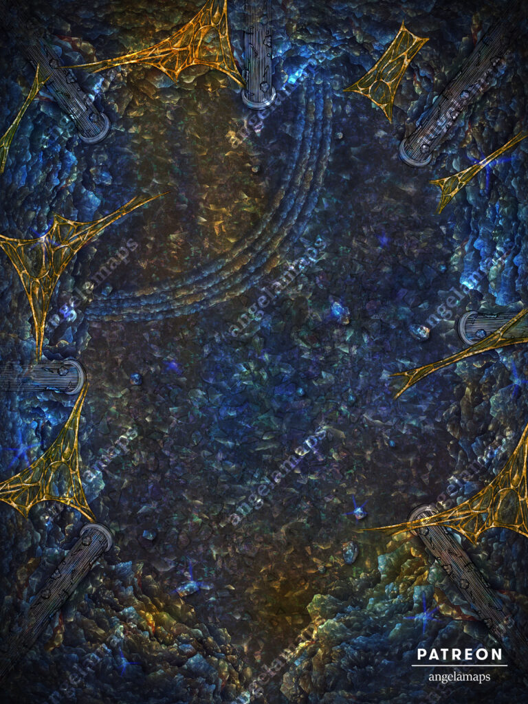 Obsidian chamber in a cave filled with slime battle map