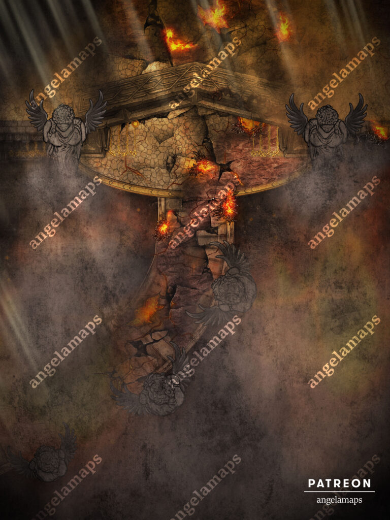Pearly Gates - celestial heaven battle map corrupted by hell and fire