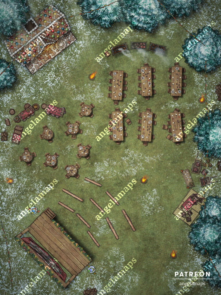 Ale festival - animated winter hoiliday battle map for TTRPGs